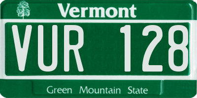 VT license plate VUR128