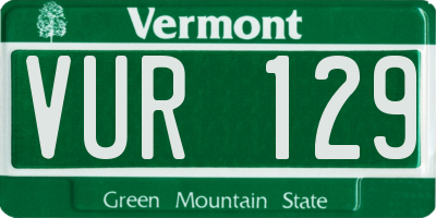 VT license plate VUR129