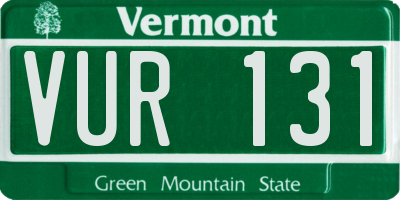 VT license plate VUR131