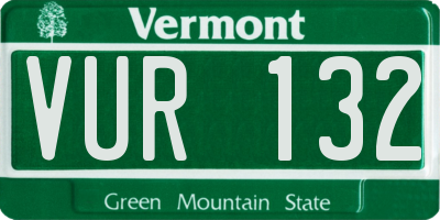 VT license plate VUR132