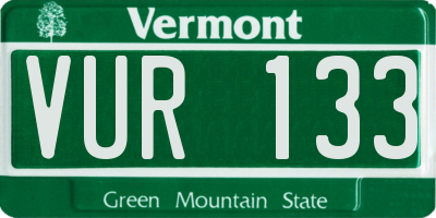 VT license plate VUR133