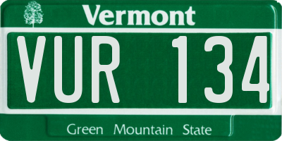 VT license plate VUR134