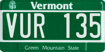 VT license plate VUR135