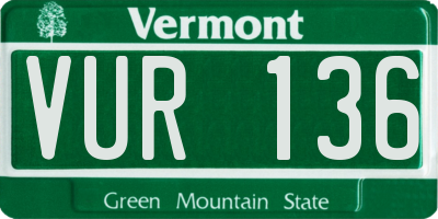 VT license plate VUR136