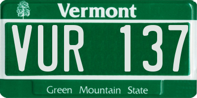 VT license plate VUR137
