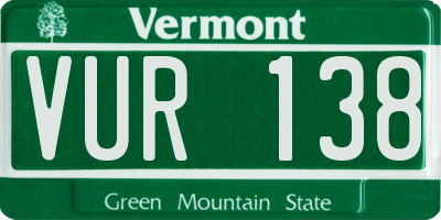 VT license plate VUR138