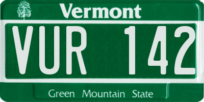 VT license plate VUR142