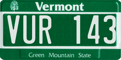 VT license plate VUR143