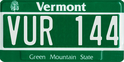 VT license plate VUR144