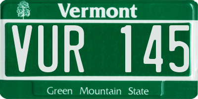 VT license plate VUR145