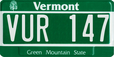 VT license plate VUR147