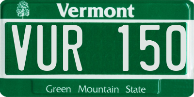 VT license plate VUR150