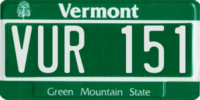 VT license plate VUR151