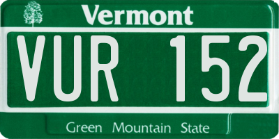 VT license plate VUR152