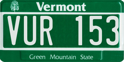 VT license plate VUR153