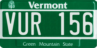 VT license plate VUR156
