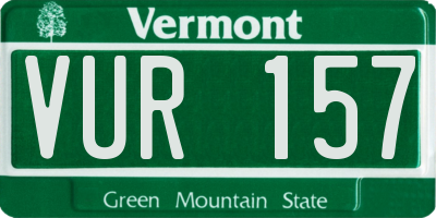 VT license plate VUR157