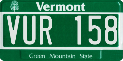 VT license plate VUR158