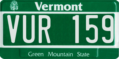 VT license plate VUR159