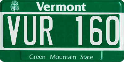 VT license plate VUR160