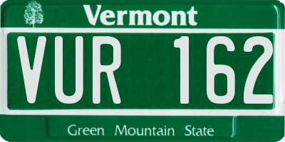 VT license plate VUR162