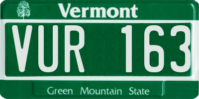VT license plate VUR163
