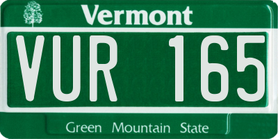 VT license plate VUR165