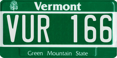 VT license plate VUR166