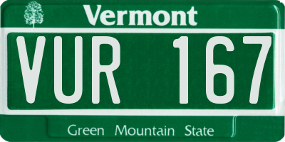VT license plate VUR167