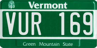 VT license plate VUR169