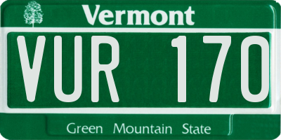 VT license plate VUR170