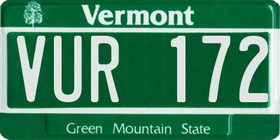 VT license plate VUR172