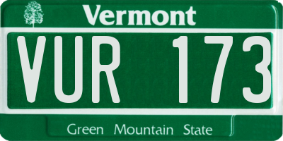 VT license plate VUR173