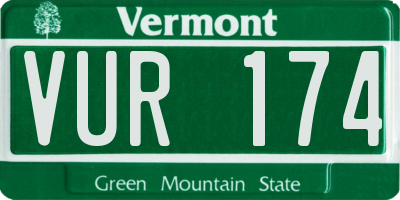 VT license plate VUR174
