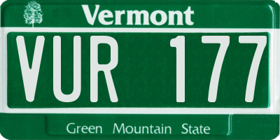 VT license plate VUR177