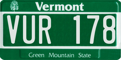 VT license plate VUR178