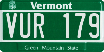 VT license plate VUR179