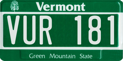 VT license plate VUR181