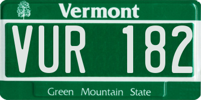 VT license plate VUR182