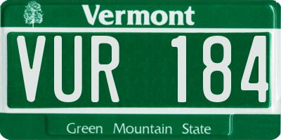 VT license plate VUR184