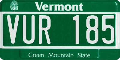 VT license plate VUR185