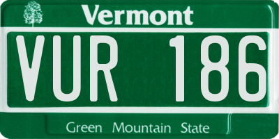 VT license plate VUR186
