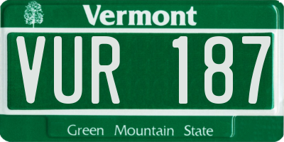 VT license plate VUR187