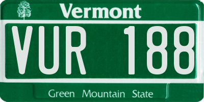 VT license plate VUR188