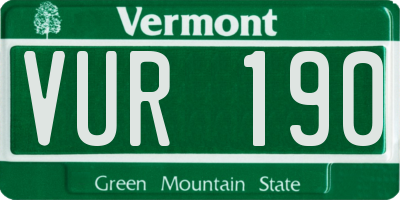 VT license plate VUR190