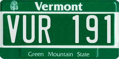 VT license plate VUR191