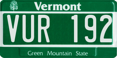 VT license plate VUR192