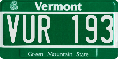 VT license plate VUR193