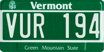 VT license plate VUR194