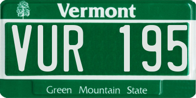 VT license plate VUR195